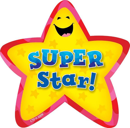 CTP Super Star Adhesive Award Badges, Student Awards, Set of 36, 3.25” x 3.25” Each (Creative Teaching Press 1070)