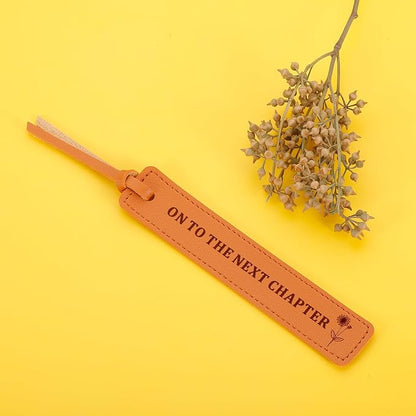 Leather Bookmark Retirement Gift for Women Bookmark Gift for Book Lovers Bookish Gifts On to The Next Chapter Graduation Wedding Leather Gifts for Woman Men Christmas Birthday Gifts for Him Her