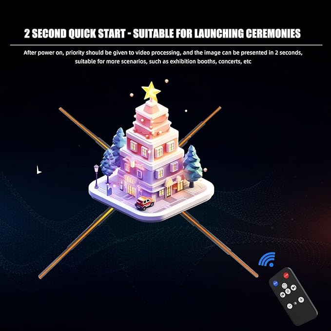 3D Hologram Fan,39.4 inche Hologram Fan Projector Advertising Display HD LED 2000*1444PX Resolution for Christmas, Halloween, Business, Shop, Holiday 100CM Holographic with 700 Video Library