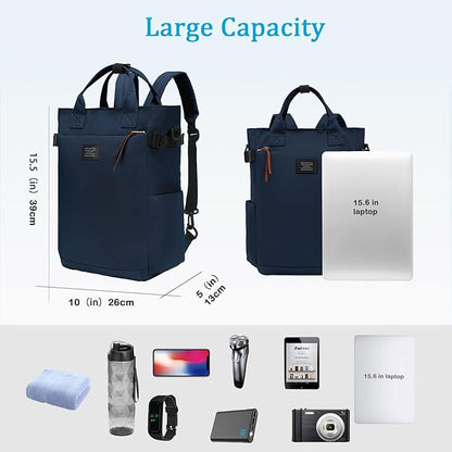 BASICPOWER Backpack Purse for Women Tote Bag Travel Laptop Bookbag Work Nurse Teacher Bag 15.6-in Computer Navy