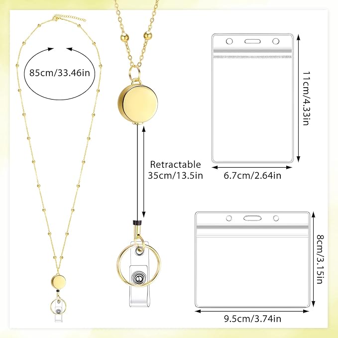 Lanyards for Id Badges 3 Pack Badge Lanyard with 6 Pcs Id Badge Holder Retractable Stainless Steel Teacher Lanyards Cruise Ship Lanyards for Girl Women (Gold, Silver, Pink)