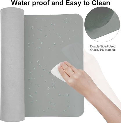 Boutilon Leather Desk Pad 30" x14",Non-Slip Mouse Pad,Office Desk Mat,Waterprooft PU Leather Desk Blotter,Desk Pad Protector,Desk Writing Pad for Home Office Decor (M-Grey)
