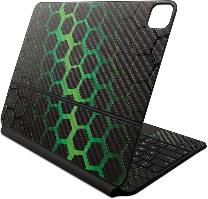 Carbon Fiber Skin Compatible with Apple Magic Keyboard for iPad Air 13-inch (M2) 2024 - Green Hex - Premium 3M Vinyl Protective Wrap Decal Cover - Easy to Apply | Crafted in The USA by MightySkins