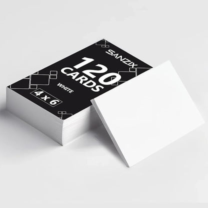 SANZIX 120 Pack 4" x 6" White Cardstock Paper - 80 Lbs/220 GSM Heavyweight Printable 4x6 Cardstock | Blank Postcards for Mailing | Perfect Blank White Cards for Wedding Invitations & Thankyou Cards