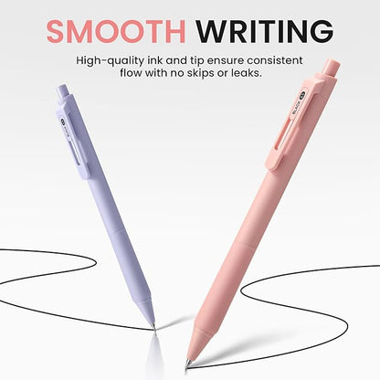 Gel Pens, 6 Pcs Quick Dry Blcak Gel Ink Pens, 0.5mm Fine Point Smooth Writing Pens for Journaling and Note Taking, Cute Aesthetic Pens for Women & Men-Pastel