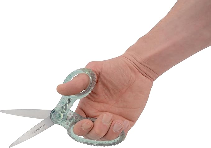 Westcott 7" GEM Crystal-Design Student Scissors, for Kids Aged 12+ - Scissors for School, Craft, Home, DIY, Classroom - Green