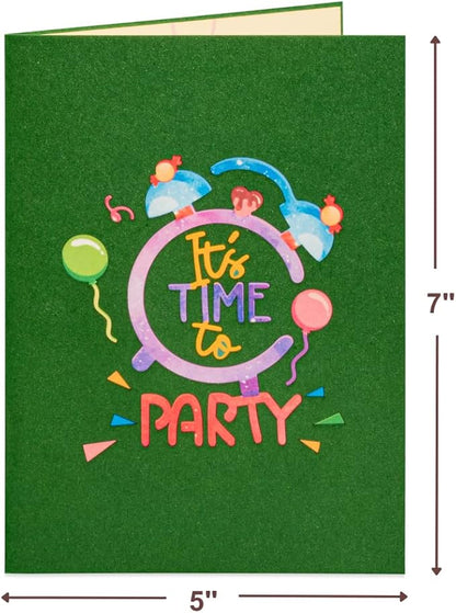 Paper Love 3D Pop Up Birthday Card, Time to Party, For Adults and Kids - 5"x7" Cover - Includes Envelope and Note Tag