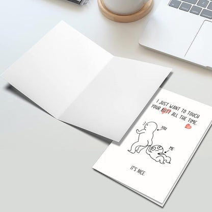 Ogeby Funny Valentines Day Card Gifts for Boyfriend Girlfriend, Naughty Valentines Day Gifts for Husband Wife, Cute Anniversary Card for Him Her, Touch My Butt Love Card