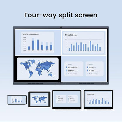 Enther 75″ Smart Board C7530 Kit,4K UHD Interactive Whiteboard, All in One Enabled Collaboration Board Touch Screen for Office or Classroom(Board and Shelf)