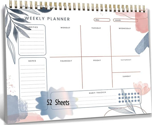 Weekly Planner Pad,Weekly To Do List Notepad with 52 Undated Sheets Weekly Planner Notepad (8.8"×11") Weekly Desk Planner for Women & Man,Work and Home