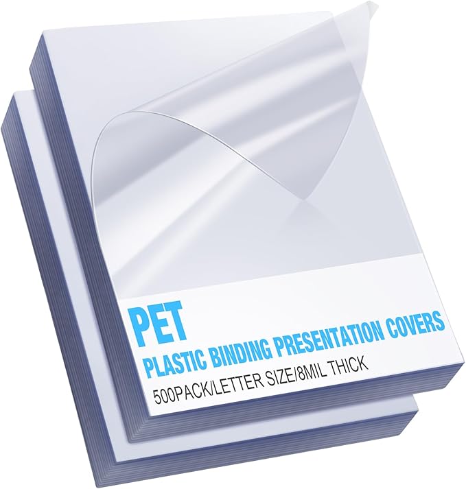 500 Pack Binding Presentation Covers Clear Plastic Report Covers Plastic Book Covers 8 Mil Binding Covers for Reports Business Documents Projects 8.5 x 11 Inch for Students Coworkers