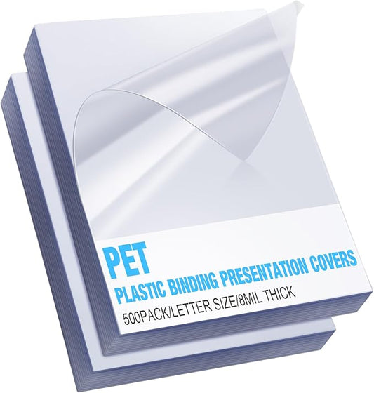 500 Pack Binding Presentation Covers Clear Plastic Report Covers Plastic Book Covers 8 Mil Binding Covers for Reports Business Documents Projects 8.5 x 11 Inch for Students Coworkers