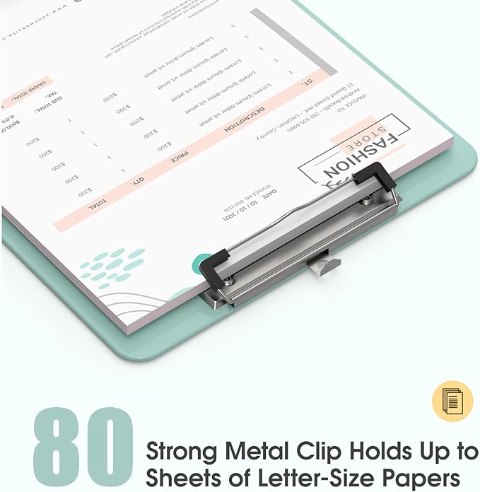 Plastic Clipboards 6 Pack, A4 Deep Green Clip Board 8.5x11 for Classroom, Students, Kid, Woman, Size 9" x 12.5" with Low Profile Clip, Office & School Supply