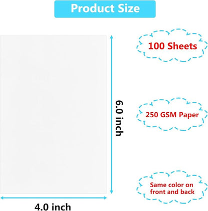 100 Pack Blank Index Cards 4x6 inches, 250 GSM/92 lb Thick White Cardstock Paper for DIY Greeting Cards, Unlined Note Cards Flash Cards Blank Cards for Postcards, Photo Cards, Recipe Cards