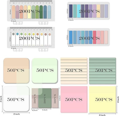BAYTORY 1300 Sheets Pastel Transparent Sticky Notes, Clear Waterproof 3 x 3 inch See Through Memo Pad, Self-Adhesive Translucent Writable Index Tabs for Annotating Books, Stationary Supplies