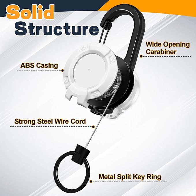 Heavy Duty Retractable Keychain, 3 Pack, Retractable ID Badge Holder Reel, Tactical ID Badge Reel, Key Ring Outdoor (Black, Dark Green, White)