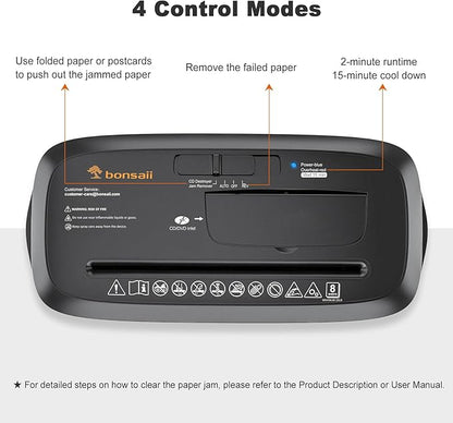 Bonsaii Paper Shredder for Home Use, 8-Sheet StripCut Home Office Shredder, CD/Credit Card Shredder Machine with Overheat Protection, 3.4 Gallons Wastebasket