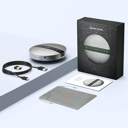 SP300 Bluetooth Speakerphone 360º Voice Pickup 6 AI Echo & Noise Canceling Microphones, 18H Call Time, Bluetooth 5.0/USB C/Dongle Compatible with Leading Platforms, Home Office