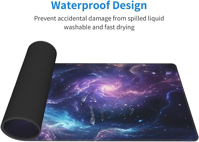 Gaming Mouse Pad Desk Pad,Extended Big Mouse Pad,31.5x11.8 Inch Long Computer Keyboard Mouse Mat Mousepad with 3mm Non-Slip Base and Stitched Edge for Gaming and Office… (Nebula)