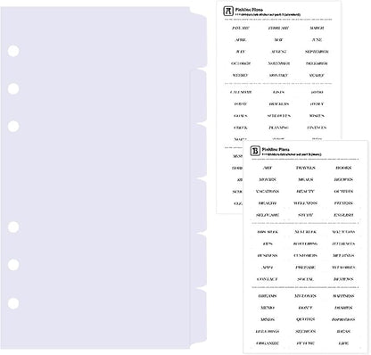 DY.2ten White Dividers for 6 Ring Binder, 6-Tab Sturdy Plastic Dividers, A6 Index Divider, 6 Hole Binder Dividers, Insertable Notebook Planner Tab Dividers for Binders