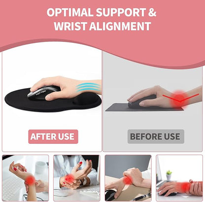 eulps Mouse Pad with Wrist Rest, Comfortable Computer Mousepad with Gel Wrist Support Smooth Surface and Non-Slip PU Base for Pain Relief, Laptop, Office & Home (Rose)