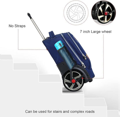 UNIKER Rolling Backpack without Straps for Boys, Roller Travel Bag,Wheeled Bookbag High School,Trolley Middle School Bag for Teens,Schoolbag with Wheels