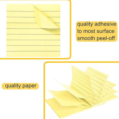 48 Pack 1920 Sheets Pop Up Sticky Notes Lined 3x3 inch Self-Stick Notes Pads Post Lined Sticky Note Pads Accordion Pop Up Notes Refill for Dispenser Home Office School, 80 Sheets/pad (Yellow)
