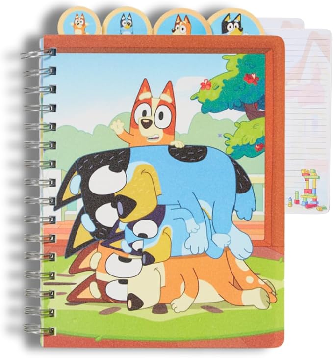 Innovative Designs Bluey Tab Journal Notebook, Spiral Bound, 96 Lined Pages, 8 x 7 inches, Blue
