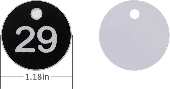 StayMax Plastic ID Number Tags Engraved Tags Key Tags Without Key Rings (301-500, Black)
