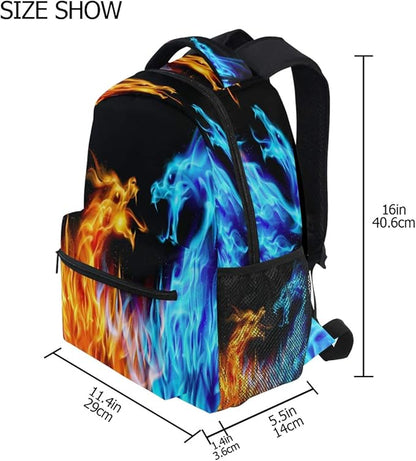 Blueangle Fiery Azure Dragon Printing Computer Backpack - Lightweight School Bag