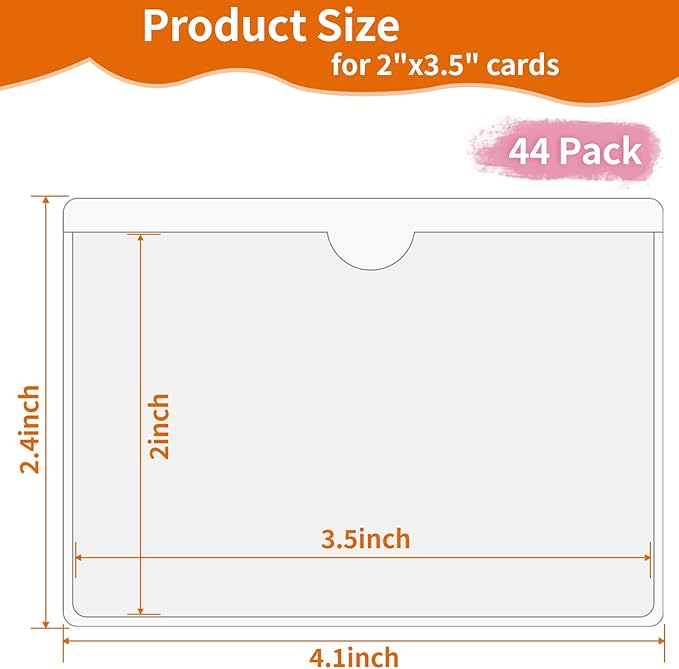 44 Pack Adhesive Pockets, Bin Labels for Storage Bins, Clear Label Holder, Index Card Holder 2x3.5 Inch, Plastic Storage Tote Labels for Organizing Bins Box Drawer