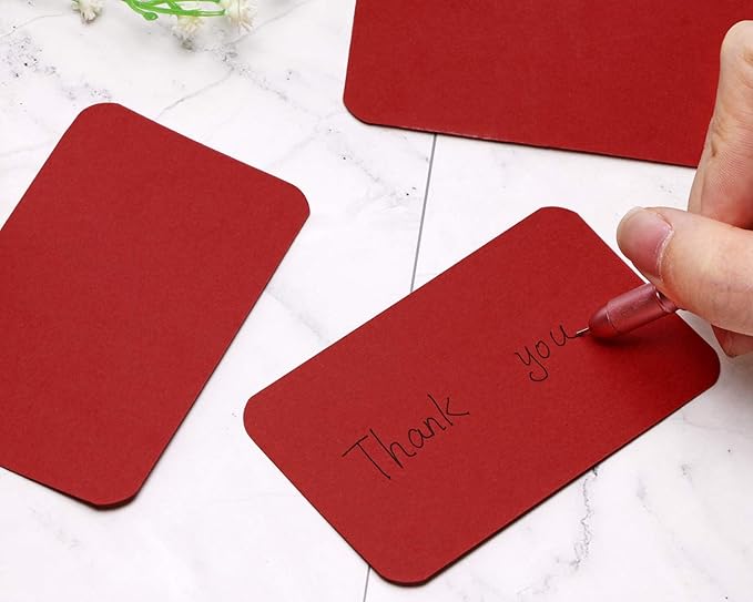 Penta Angel 100 Pcs Mini Paper Blank Gift Notes Cards DIY Craft Small Word Business Message Cards (Red)