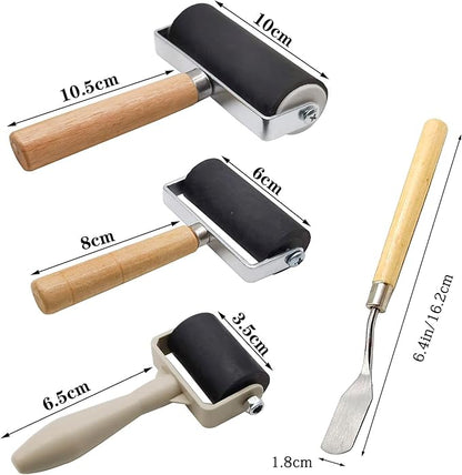 8 Pack Rubber Roller - Brayer Rollers with 3 Size for Crafting Brayer Rollers for Printmaking Brayer Tool Paint Brush Ink Applicator Art Craft Oil Painting Tool 2.4 in,4 in,5.91 in (8 Pack) HRJZF
