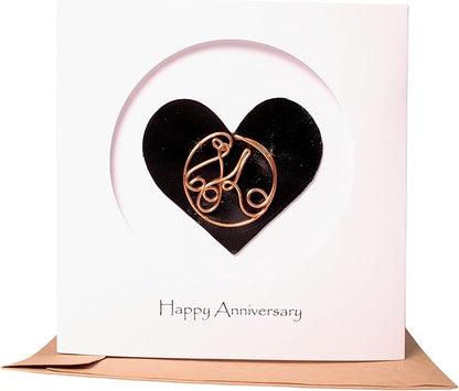Personalized Initial Copper Card, Copper Initial, Anniversary Card for Her, Couple, Gift for Her (K)