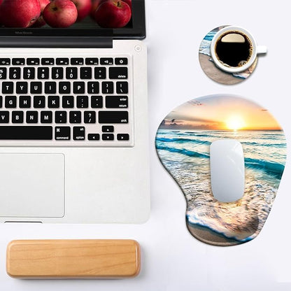 DOOKE Ergonomic Mouse Pad with Wrist Support,Mouse Pads with Non-Slip PU Base for Home Office Working Studying Easy Typing & Pain Relief