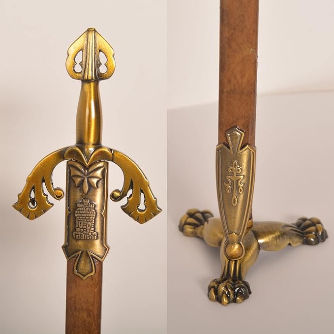 Metal Stainless Steel Sword Letter Opener with Stand,Medieval Vintage Gold Handle,Mini Sword,Lightweight Hand Envelope Slitter,Special Gift