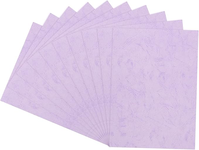 MECCANIXITY 100pcs A4 8-1/2 x 11.5 Inch Presentation Binding Covers Letter Size Leather Textured Grain Paper Un-Punched for Business Reports, Pale Purple
