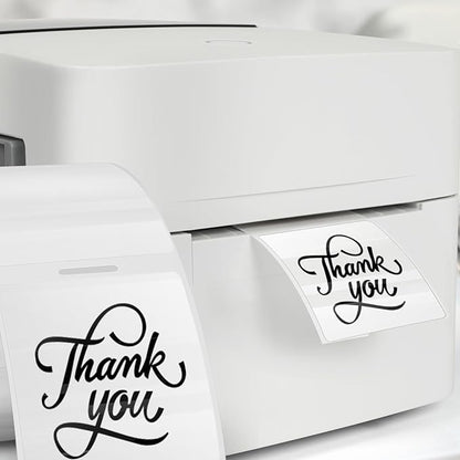 Transparent Thermal Labels 2 x 2 Inch Self-Adhesive Printer Clear Stickers Vinyl Waterproof Roll Decals Rectangle Name Tags for Address Design DIY Logo Business 300 PCS