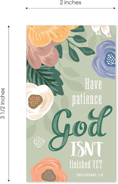 Floral Religious Motivational Mini Quote Cards / 50 Christian Encouragement Positivity Cards / 2" x 3.5" Flat Business Card Size / 25 Daily Devotional Uplifting Faith Designs / Made In The USA