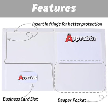 2 Pocket Glossy Laminated White Paper Folders Letter Size Presentation Folder Bulk Two Pocket Portfolio Folder for School Supplies Teacher Office Business Home (Box of 50)