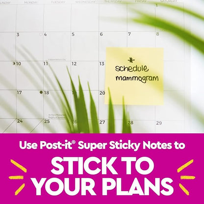 Post-it Super Sticky Notes, 10 Sticky Note Pads, 1.875 x 1.875 in., School Supplies, Office Products, Sticky Notes for Vertical Surfaces, Monitors, Walls and Windows, Canary Yellow