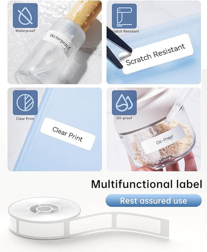 NIIMBOT D11 Label Maker Tape Adhesive White Label Paper 0.47" X 2.95" (12 X 75mm) 95 Labels/Roll, Compatible for NIIMBOT D11 D110 Label Printer, Thermal Paper Black on White, 3-Roll