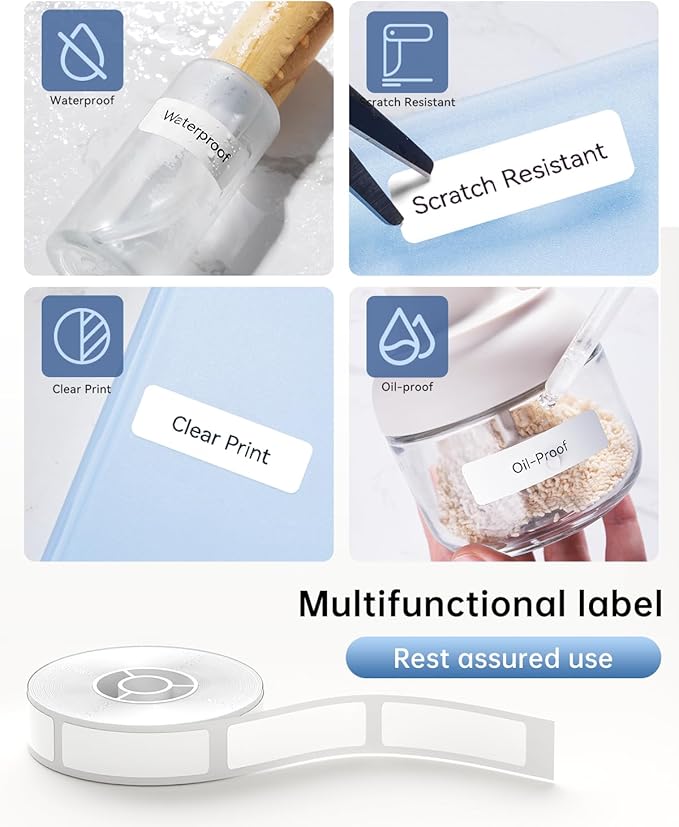 NIIMBOT D11 Label Maker Tape Adhesive White Label Paper 0.47" X 1.18" (12 X 30mm) 210 Labels/Roll, Compatible for NIIMBOT D11 D110 Label Printer, Thermal Paper Black on White, 3-Roll