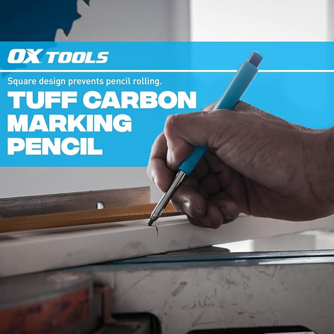OX Tools Pro Tuff Carbon Marking Pencil with Pencil Holder, Sharpener & Belt Clip -Ideal for Carpentry and Construction, OX-P503201