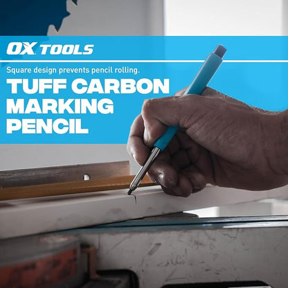 OX Tools Pro Tuff Carbon Marking Pencil with Pencil Holder, Sharpener & Belt Clip -Ideal for Carpentry and Construction, OX-P503201