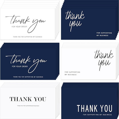 120 Pieces Thank You for Your Order Cards Customer Appreciation Note Cards Thank You for Supporting My Business Card for Small Business Owners Stores Online Retailers 3.5 x 2 Inch(Navy Blue, White)