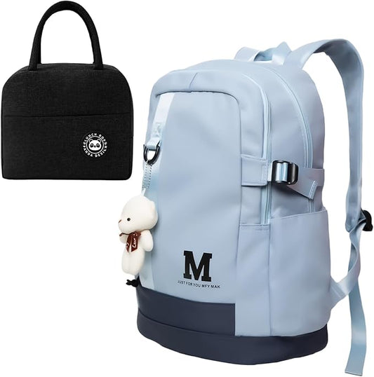 Boys and Girls Insulated Lunch Bag Set Backpack, Youth School Backpack, Children's Backpack, Laptop Backpack (blue)