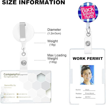 Back&Body Hurts Badge Reels Holder Retractable with ID Clip for Nurse Name Tag Card Nursing for Doctor Teacher Student Employee Office Medical Work