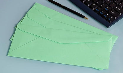 EnDoc #9 Colored Envelopes - 80 Pack - Green Pastel Color 3 7/8 x 8 7/8 envelope, Letter Size, For Home, Offices, Holiday, Invoices and Mailings