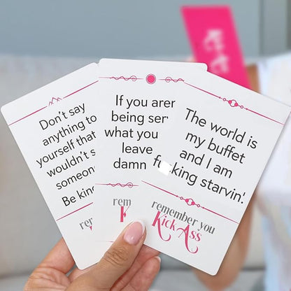 VAPARA DESIGNS KickAss Affirmation Cards For Women with Stand - Sweary Motivational And Inspirational Cards - Funny Gift For Women